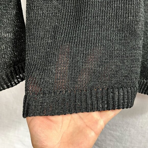 Vintage Michael Simon Linen Viscose Loose Knit Sweater Womens S Cropped V-Neck - Picture 2 of 8